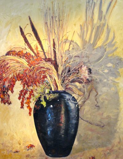 Dried Bouquet in Black Vase