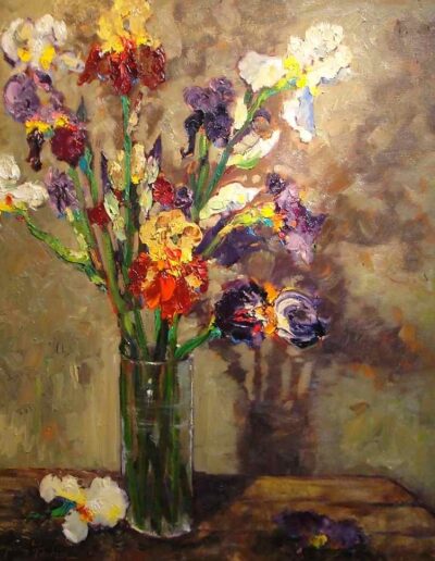 Iris in a Glass Vase