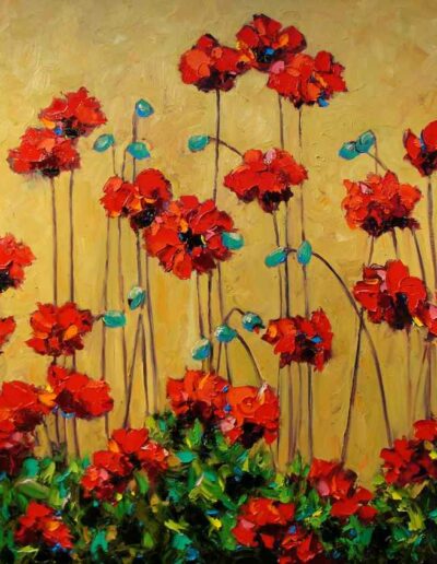 Red Poppies on Tan