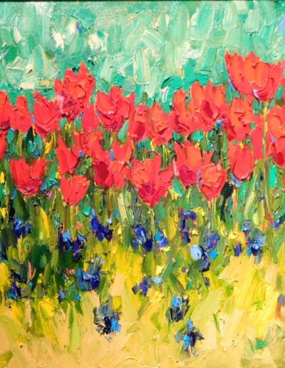 Red Tulips and Hyacinth