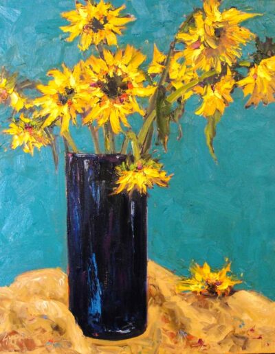 Sunflowers on Turquoise