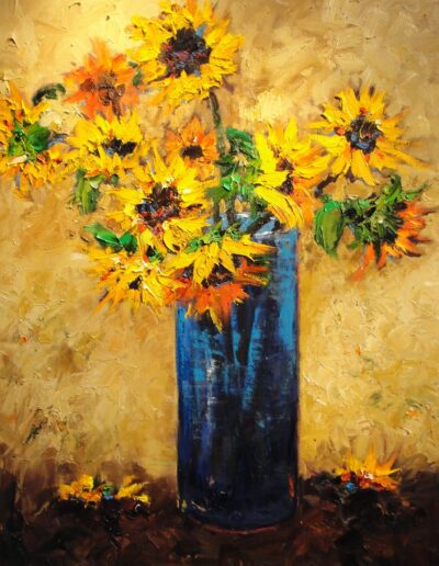 Sunflowers in Blue Vase II