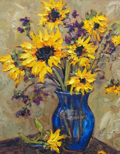 Sunflowers and Blue Vase