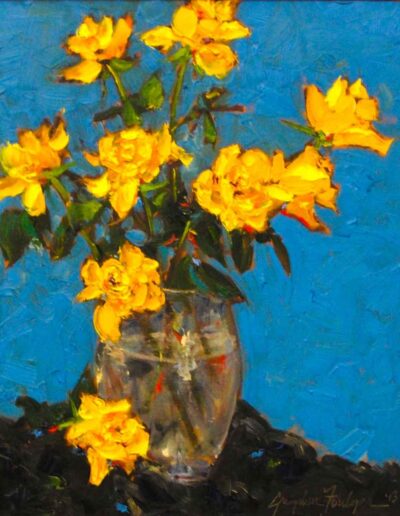 Yellow Roses on Blue