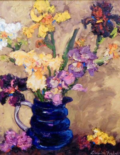 Iris in a Blue Pitcher