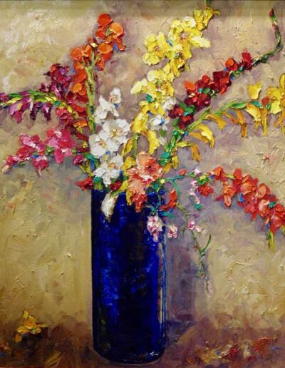 Gladiolus in a Blue Vase